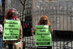 New York-  Taxi Workers alliance workers protest in front of City Hall  asking the Mayor to help curb debt for medallion owners.