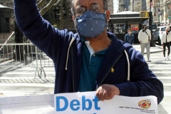 New York-  Taxi Workers alliance workers protest in front of City Hall  asking the Mayor to help curb debt for medallion owners.