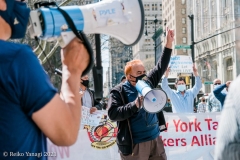 New York-  Taxi Workers alliance workers protest in front of City Hall  asking the Mayor to help curb debt for medallion owners.