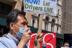 New York-  Taxi Workers alliance workers protest in front of City Hall  asking the Mayor to help curb debt for medallion owners.