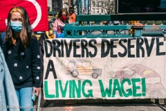 New York-  Taxi Workers alliance workers protest in front of City Hall  asking the Mayor to help curb debt for medallion owners.