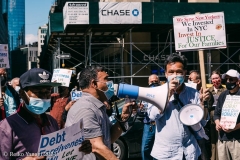 New York-  Taxi Workers alliance workers protest in front of City Hall  asking the Mayor to help curb debt for medallion owners.