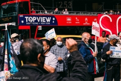 New York-  Taxi Workers alliance workers protest in front of City Hall  asking the Mayor to help curb debt for medallion owners.