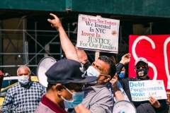 New York-  Taxi Workers alliance workers protest in front of City Hall  asking the Mayor to help curb debt for medallion owners.