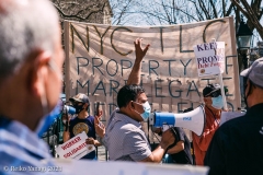 New York-  Taxi Workers alliance workers protest in front of City Hall  asking the Mayor to help curb debt for medallion owners.