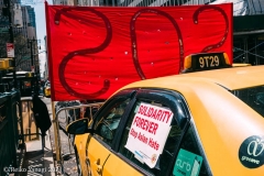 New York-  Taxi Workers alliance workers protest in front of City Hall  asking the Mayor to help curb debt for medallion owners.