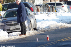 February 1, 2022  New York   
Year of the Tiger Lunar New Year's firecracker Ceremony held in Sara D. Roosevelt Park.in New York City's Chinatown neighborhood.
Shell casing in the street next to soda can and plastic bottle marking the evidence for crime scene investigators