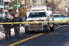 February 1, 2022  New York   
New York City Police officers from the 69th precinct investigate the shooting of a teen who was shot numerous times. He was taken to a area hospital in serious condition.