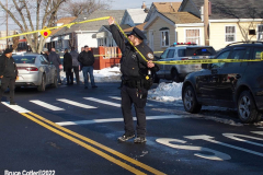 February 1, 2022  New York   
New York City Police officers from the 69th precinct investigate the shooting of a teen who was shot numerous times. He was taken to a area hospital in serious condition.