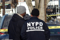 February 1, 2022  New York   
New York City Police officers from the 69th precinct investigate the shooting of a teen who was shot numerous times. He was taken to a area hospital in serious condition.