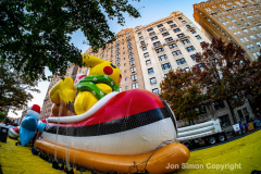 Macy’s Parade Balloon Inflation was held along NYC’s Central Park West on 11/24/21.  Balloons of various colors and sizes were on display to the public This is as an annual event, the night before the Macy’s parade.  Copyright Jon Simon