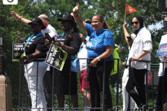 Essential workers are honored during the Hometown Heroes Ticker-tape Parade along the Canyon of Heroes on July 7, 2021 in New York. The parade included a variety of different floats, representing the groups of essential workers who served this city heroically throughout the pandemic.