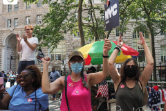 Essential workers are honored during the Hometown Heroes Ticker-tape Parade along the Canyon of Heroes on July 7, 2021 in New York. The parade included a variety of different floats, representing the groups of essential workers who served this city heroically throughout the pandemic.