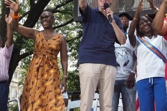 Chirlane McCray and Mayor Bill de Blasio attends the Hometown Heroes Ticker-tape Parade along the Canyon of Heroes on July 7, 2021 in New York. The parade included a variety of different floats, representing the groups of essential workers who served this city heroically throughout the pandemic.