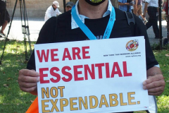 Salute to the HomeTown Heroes Ticker-Tape Parade to honor essential workers. The parade started in Battery Park and made its way up  Broadway (Canyon of Heroes) to City Hall  where NYC Mayor Bill de Blasio greeted them. The City Hall ceremony was modified because of the extreme heat today. The parade  featured 10 bands and 14 specialty vehicles. 
 The floats  departed in the following order, beginning with  
1.     Hospital Workers
2.     Healthcare Workers
3.     Education & Childcare
4.     First Responders
5.     Community Care
6.     City Workers
7.     Advocacy Organizations
8.     Transportation
9.     Hospitality & Building Care
10.  Emergency Food
11.  Communication & Delivery
12.  Small Businesses & Bodega
13.  Utilities
14.  Reinforcements