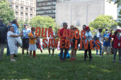 Salute to the HomeTown Heroes Ticker-Tape Parade to honor essential workers. The parade started in Battery Park and made its way up  Broadway (Canyon of Heroes) to City Hall  where NYC Mayor Bill de Blasio greeted them. The City Hall ceremony was modified because of the extreme heat today. The parade  featured 10 bands and 14 specialty vehicles. 
 The floats  departed in the following order, beginning with  
1.     Hospital Workers
2.     Healthcare Workers
3.     Education & Childcare
4.     First Responders
5.     Community Care
6.     City Workers
7.     Advocacy Organizations
8.     Transportation
9.     Hospitality & Building Care
10.  Emergency Food
11.  Communication & Delivery
12.  Small Businesses & Bodega
13.  Utilities
14.  Reinforcements