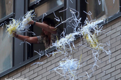 Salute to the HomeTown Heroes Ticker-Tape Parade to honor essential workers. The parade started in Battery Park and made its way up  Broadway (Canyon of Heroes) to City Hall  where NYC Mayor Bill de Blasio greeted them. The City Hall ceremony was modified because of the extreme heat today. The parade  featured 10 bands and 14 specialty vehicles. 
 The floats  departed in the following order, beginning with  
1.     Hospital Workers
2.     Healthcare Workers
3.     Education & Childcare
4.     First Responders
5.     Community Care
6.     City Workers
7.     Advocacy Organizations
8.     Transportation
9.     Hospitality & Building Care
10.  Emergency Food
11.  Communication & Delivery
12.  Small Businesses & Bodega
13.  Utilities
14.  Reinforcements