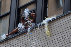 Salute to the HomeTown Heroes Ticker-Tape Parade to honor essential workers. The parade started in Battery Park and made its way up  Broadway (Canyon of Heroes) to City Hall  where NYC Mayor Bill de Blasio greeted them. The City Hall ceremony was modified because of the extreme heat today. The parade  featured 10 bands and 14 specialty vehicles. 
 The floats  departed in the following order, beginning with  
1.     Hospital Workers
2.     Healthcare Workers
3.     Education & Childcare
4.     First Responders
5.     Community Care
6.     City Workers
7.     Advocacy Organizations
8.     Transportation
9.     Hospitality & Building Care
10.  Emergency Food
11.  Communication & Delivery
12.  Small Businesses & Bodega
13.  Utilities
14.  Reinforcements