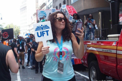 Salute to the HomeTown Heroes Ticker-Tape Parade to honor essential workers. The parade started in Battery Park and made its way up  Broadway (Canyon of Heroes) to City Hall  where NYC Mayor Bill de Blasio greeted them. The City Hall ceremony was modified because of the extreme heat today. The parade  featured 10 bands and 14 specialty vehicles. 
 The floats  departed in the following order, beginning with  
1.     Hospital Workers
2.     Healthcare Workers
3.     Education & Childcare
4.     First Responders
5.     Community Care
6.     City Workers
7.     Advocacy Organizations
8.     Transportation
9.     Hospitality & Building Care
10.  Emergency Food
11.  Communication & Delivery
12.  Small Businesses & Bodega
13.  Utilities
14.  Reinforcements