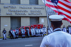 The Tunnel to Tower 5k run and walk in NYC filled with runners of all kinds to commemorate the run on 9/11 of Fireman Stephen Siller from Brooklyn to Manhattan through the Hugh L. Carey tunnel.
The run pays tribute to the 343 FDNY firefighters, 71 law enforcement officers and thousands of civilians who lost their lives on that catastrophic day 20 years ago. All proceeds to the event go to supporting those of first responders and injured service members. 
Service members adorned with images of those lost and holding flags lined the streets in support of the runners as they passed through the tunnel and ran their way through lower Manhattan to the finish line. (C) Bianca Otero, September 26, 2021
