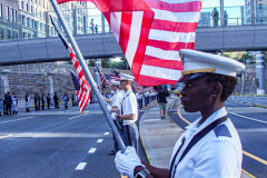 The Tunnel to Tower 5k run and walk in NYC filled with runners of all kinds to commemorate the run on 9/11 of Fireman Stephen Siller from Brooklyn to Manhattan through the Hugh L. Carey tunnel.
The run pays tribute to the 343 FDNY firefighters, 71 law enforcement officers and thousands of civilians who lost their lives on that catastrophic day 20 years ago. All proceeds to the event go to supporting those of first responders and injured service members. 
Service members adorned with images of those lost and holding flags lined the streets in support of the runners as they passed through the tunnel and ran their way through lower Manhattan to the finish line. (C) Bianca Otero, September 26, 2021