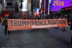 New York City, Trump Pence get out now Rally held in Times Square.