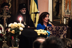 Other religious assemblies came together to pray to offer prayers and support for Ukraine and people affected by the war. 
NY Governor Kathy Hochul also came in attendance, showing her support and expressing the admiration for the resilience of Ukrainian people. 
Amongst other who attended were, Rev. Dr Chryssavgis, H.E. Antony of Hierapolis, Rabbi Joseph Potasnik, H.E. Timothy Cardinal Dolan, Ukrainian Ambassador to the United States, Sergyi Kyslytsya, H.E. Archbishop Elpidophoros of America and others. Wednesday, March 9, 2022. New York, New York. (C) Bianca Otero