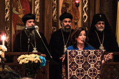 Other religious assemblies came together to pray to offer prayers and support for Ukraine and people affected by the war. 
NY Governor Kathy Hochul also came in attendance, showing her support and expressing the admiration for the resilience of Ukrainian people. 
Amongst other who attended were, Rev. Dr Chryssavgis, H.E. Antony of Hierapolis, Rabbi Joseph Potasnik, H.E. Timothy Cardinal Dolan, Ukrainian Ambassador to the United States, Sergyi Kyslytsya, H.E. Archbishop Elpidophoros of America and others. Wednesday, March 9, 2022. New York, New York. (C) Bianca Otero