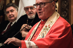 Other religious assemblies came together to pray to offer prayers and support for Ukraine and people affected by the war. 
NY Governor Kathy Hochul also came in attendance, showing her support and expressing the admiration for the resilience of Ukrainian people. 
Amongst other who attended were, Rev. Dr Chryssavgis, H.E. Antony of Hierapolis, Rabbi Joseph Potasnik, H.E. Timothy Cardinal Dolan, Ukrainian Ambassador to the United States, Sergyi Kyslytsya, H.E. Archbishop Elpidophoros of America and others. Wednesday, March 9, 2022. New York, New York. (C) Bianca Otero