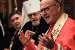 Other religious assemblies came together to pray to offer prayers and support for Ukraine and people affected by the war. 
NY Governor Kathy Hochul also came in attendance, showing her support and expressing the admiration for the resilience of Ukrainian people. 
Amongst other who attended were, Rev. Dr Chryssavgis, H.E. Antony of Hierapolis, Rabbi Joseph Potasnik, H.E. Timothy Cardinal Dolan, Ukrainian Ambassador to the United States, Sergyi Kyslytsya, H.E. Archbishop Elpidophoros of America and others. Wednesday, March 9, 2022. New York, New York. (C) Bianca Otero