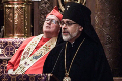 Other religious assemblies came together to pray to offer prayers and support for Ukraine and people affected by the war. 
NY Governor Kathy Hochul also came in attendance, showing her support and expressing the admiration for the resilience of Ukrainian people. 
Amongst other who attended were, Rev. Dr Chryssavgis, H.E. Antony of Hierapolis, Rabbi Joseph Potasnik, H.E. Timothy Cardinal Dolan, Ukrainian Ambassador to the United States, Sergyi Kyslytsya, H.E. Archbishop Elpidophoros of America and others. Wednesday, March 9, 2022. New York, New York. (C) Bianca Otero