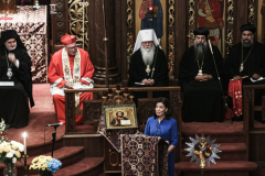 Other religious assemblies came together to pray to offer prayers and support for Ukraine and people affected by the war. 
NY Governor Kathy Hochul also came in attendance, showing her support and expressing the admiration for the resilience of Ukrainian people. 
Amongst other who attended were, Rev. Dr Chryssavgis, H.E. Antony of Hierapolis, Rabbi Joseph Potasnik, H.E. Timothy Cardinal Dolan, Ukrainian Ambassador to the United States, Sergyi Kyslytsya, H.E. Archbishop Elpidophoros of America and others. Wednesday, March 9, 2022. New York, New York. (C) Bianca Otero