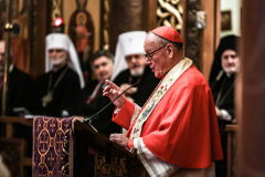 Other religious assemblies came together to pray to offer prayers and support for Ukraine and people affected by the war. 
NY Governor Kathy Hochul also came in attendance, showing her support and expressing the admiration for the resilience of Ukrainian people. 
Amongst other who attended were, Rev. Dr Chryssavgis, H.E. Antony of Hierapolis, Rabbi Joseph Potasnik, H.E. Timothy Cardinal Dolan, Ukrainian Ambassador to the United States, Sergyi Kyslytsya, H.E. Archbishop Elpidophoros of America and others. Wednesday, March 9, 2022. New York, New York. (C) Bianca Otero