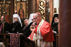 Other religious assemblies came together to pray to offer prayers and support for Ukraine and people affected by the war. 
NY Governor Kathy Hochul also came in attendance, showing her support and expressing the admiration for the resilience of Ukrainian people. 
Amongst other who attended were, Rev. Dr Chryssavgis, H.E. Antony of Hierapolis, Rabbi Joseph Potasnik, H.E. Timothy Cardinal Dolan, Ukrainian Ambassador to the United States, Sergyi Kyslytsya, H.E. Archbishop Elpidophoros of America and others. Wednesday, March 9, 2022. New York, New York. (C) Bianca Otero