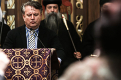 Other religious assemblies came together to pray to offer prayers and support for Ukraine and people affected by the war. 
NY Governor Kathy Hochul also came in attendance, showing her support and expressing the admiration for the resilience of Ukrainian people. 
Amongst other who attended were, Rev. Dr Chryssavgis, H.E. Antony of Hierapolis, Rabbi Joseph Potasnik, H.E. Timothy Cardinal Dolan, Ukrainian Ambassador to the United States, Sergyi Kyslytsya, H.E. Archbishop Elpidophoros of America and others. Wednesday, March 9, 2022. New York, New York. (C) Bianca Otero