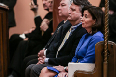 Other religious assemblies came together to pray to offer prayers and support for Ukraine and people affected by the war. 
NY Governor Kathy Hochul also came in attendance, showing her support and expressing the admiration for the resilience of Ukrainian people. 
Amongst other who attended were, Rev. Dr Chryssavgis, H.E. Antony of Hierapolis, Rabbi Joseph Potasnik, H.E. Timothy Cardinal Dolan, Ukrainian Ambassador to the United States, Sergyi Kyslytsya, H.E. Archbishop Elpidophoros of America and others. Wednesday, March 9, 2022. New York, New York. (C) Bianca Otero