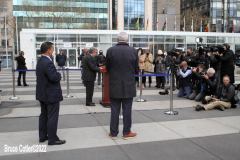 April 19, 2022  United Nations
United Nations Secretary General Antonio Guterres holds a press encounter in front of the peace sculpture on the United Nation grounds. He asking for an Orthodox Holy Week humanitarian pause to the war in the Ukraine.