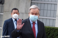 April 19, 2022  United Nations
United Nations Secretary General Antonio Guterres holds a press encounter in front of the peace sculpture on the United Nation grounds. He asking for an Orthodox Holy Week humanitarian pause to the war in the Ukraine.