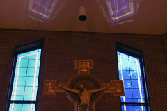 UND Eve of Remembrance Ceremony
Our Lady of Pity Church
Staten Island, NY
Photographs by:  Mary DiBiase Blaich

The 20th Annual Solemn Remembrance of 9/11 was held at the Church of Our Lady of Pity on Friday, September 10, 2021.  The evening is sponsored by University of Notre Dame  Alumni Club of Staten Island.  The evening began with 30 minutes of music by the Maura Molloy Group.  A con celebrated Mass began at 7:30, and Bishop John O’Hara was the main celebrant and homilist.  Many priests and deacons attended the event. 
 An honor guard was provided by the Knights of Columbus, and the Holy Name Society of St Anthony of Padua marched in and sat as a group.  
All the names of the Staten Island victims on 9/11 and the additional victims of 9/11 related illness were read by members of the club and students from the Island’s Catholic High Schools.  The number of victims is over 330.  
Shortly before the conclusion of the Mass,   Staten Island Pipes and Drums played “Amazing Grace” as the church was turned into darkness, with just the Altar candles burning.  
Following the service, the pipers and drummers performed more selections in the parking lot next to the parish hall.