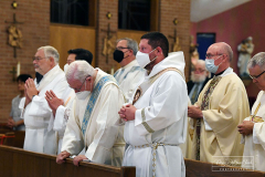 UND Eve of Remembrance Ceremony
Our Lady of Pity Church
Staten Island, NY
Photographs by:  Mary DiBiase Blaich

The 20th Annual Solemn Remembrance of 9/11 was held at the Church of Our Lady of Pity on Friday, September 10, 2021.  The evening is sponsored by University of Notre Dame  Alumni Club of Staten Island.  The evening began with 30 minutes of music by the Maura Molloy Group.  A con celebrated Mass began at 7:30, and Bishop John O’Hara was the main celebrant and homilist.  Many priests and deacons attended the event. 
 An honor guard was provided by the Knights of Columbus, and the Holy Name Society of St Anthony of Padua marched in and sat as a group.  
All the names of the Staten Island victims on 9/11 and the additional victims of 9/11 related illness were read by members of the club and students from the Island’s Catholic High Schools.  The number of victims is over 330.  
Shortly before the conclusion of the Mass,   Staten Island Pipes and Drums played “Amazing Grace” as the church was turned into darkness, with just the Altar candles burning.  
Following the service, the pipers and drummers performed more selections in the parking lot next to the parish hall.