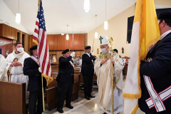 UND Eve of Remembrance Ceremony
Our Lady of Pity Church
Staten Island, NY
Photographs by:  Mary DiBiase Blaich

The 20th Annual Solemn Remembrance of 9/11 was held at the Church of Our Lady of Pity on Friday, September 10, 2021.  The evening is sponsored by University of Notre Dame  Alumni Club of Staten Island.  The evening began with 30 minutes of music by the Maura Molloy Group.  A con celebrated Mass began at 7:30, and Bishop John O’Hara was the main celebrant and homilist.  Many priests and deacons attended the event. 
 An honor guard was provided by the Knights of Columbus, and the Holy Name Society of St Anthony of Padua marched in and sat as a group.  
All the names of the Staten Island victims on 9/11 and the additional victims of 9/11 related illness were read by members of the club and students from the Island’s Catholic High Schools.  The number of victims is over 330.  
Shortly before the conclusion of the Mass,   Staten Island Pipes and Drums played “Amazing Grace” as the church was turned into darkness, with just the Altar candles burning.  
Following the service, the pipers and drummers performed more selections in the parking lot next to the parish hall.