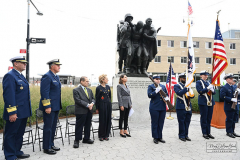 Monday, October 04, 2021
USCG Memorial Rededication
The Battery 
New York, NY
Photographs by
Mary DiBiase Blaich
The Coast Guard Memorial sculpture created by Norman Millet Thomas was originally dedicated in 1954.  Today, it was rededicated
In a new plaza created in front of the Coast Guard building in lower Manhattan.  Among the dignitaries attending were USCG Commandant Karl Schultz; Rear Admiral Thomas G. Allan, Commander, First Coast Guard District; Captain Zeita Merchant, Commander, Coast Guard Sector New York; State Senator Brian Kavanagh; Congressman Jerrold Nadler, and Warrie Price, President and Founder, The Battery Conservancy.  A reception followed at the historic Fraunces Tavern.