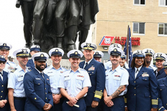 Monday, October 04, 2021
USCG Memorial Rededication
The Battery 
New York, NY
Photographs by
Mary DiBiase Blaich
The Coast Guard Memorial sculpture created by Norman Millet Thomas was originally dedicated in 1954.  Today, it was rededicated
In a new plaza created in front of the Coast Guard building in lower Manhattan.  Among the dignitaries attending were USCG Commandant Karl Schultz; Rear Admiral Thomas G. Allan, Commander, First Coast Guard District; Captain Zeita Merchant, Commander, Coast Guard Sector New York; State Senator Brian Kavanagh; Congressman Jerrold Nadler, and Warrie Price, President and Founder, The Battery Conservancy.  A reception followed at the historic Fraunces Tavern.