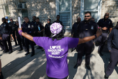 Stephanie McGraw, head of Warm, (We All Really Matter),fighting domestic violence attends along with Bronx residents, NYPD officials and Bronx elected officials hold a Candlelight Vigil in honor and in memory of NYPD Transit Officer Adrianna Reyes-Gomez who was brutally murdered in her Bronx apartment at 780 Grand Concourse, Bronx, New York 10451 on Wednesday, June 15, 2022

Photography by Enid B. Alvarez
