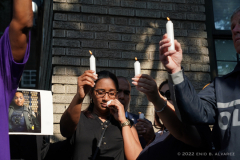 Jullissa Reyes, sister of slain Transit Officer Adrianna Reyes-Gomez along with Bronx residents, NYPD officials and Bronx elected officials hold up candles during a Candlelight Vigil in honor and in memory of NYPD Transit Officer Adrianna Reyes-Gomez who was brutally murdered in her Bronx apartment at 780 Grand Concourse, Bronx, New York 10451 on Wednesday, June 15, 2022

Photography by Enid B. Alvarez
