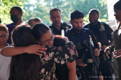 Jullissa Reyes gets comforted by her friends, family and the NYPD after losing her sister Transit Officer Adrianna Reyes-Gomez. Bronx residents, NYPD officials and Bronx elected officials hold a Candlelight Vigil in honor and in memory of NYPD Transit Officer Adrianna Reyes-Gomez who was brutally murdered in her Bronx apartment at 780 Grand Concourse, Bronx, New York 10451 on Wednesday, June 15, 2022

Photography by Enid B. Alvarez