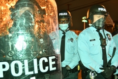 Police and Protestors crash in West Philly following a fatal polic involved shooting. (Photo by Lloyd Mitchell