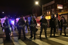 Philly Police and Protestors crash in West Philly following a fatal police involved shooting. (Photo by Lloyd Mitchell