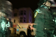 Philly Police and Protestors crash in West Philly following a fatal police involved shooting. (Photo by Lloyd Mitchell