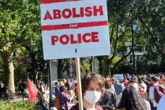 Mass march to defund the New York City Police Department, Tax the rich, and stop the layoffs held at Washington Square Park in New York's Greenwich Village.